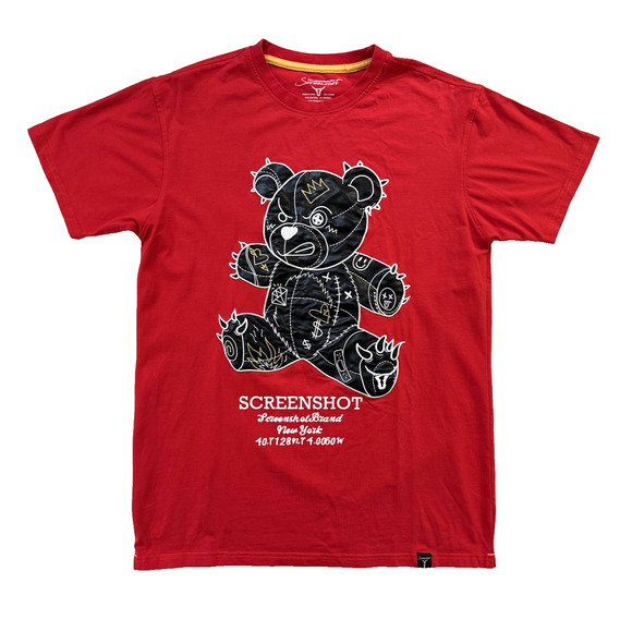 Screenshot Shirt Mens Medium Red Bear Graphic New York Coordinates Streetwear - Picture 1 of 8